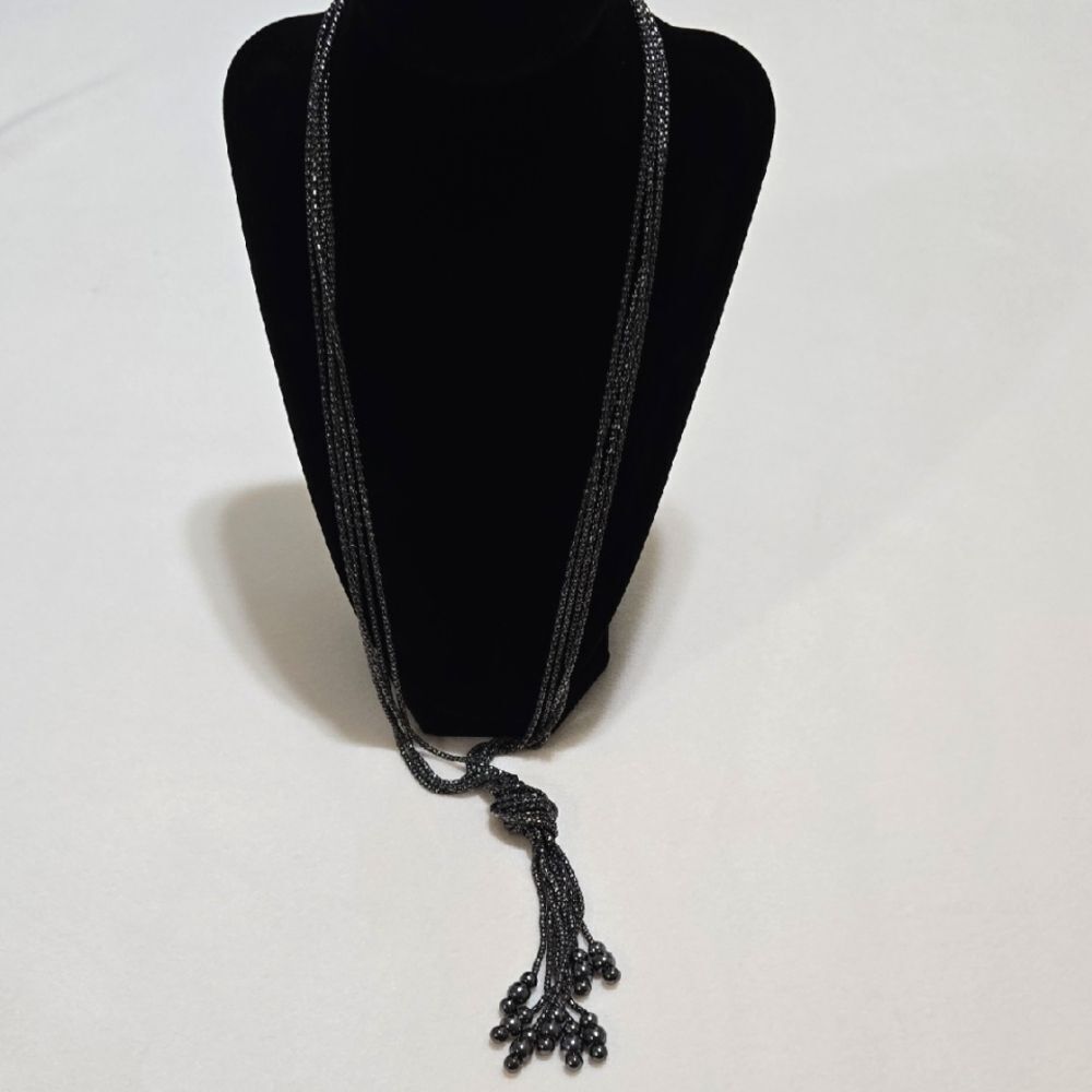 Black Tassel Cord Necklace